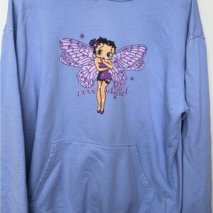 Mega Yacht Coco Chanel Betty Boop Fairy Blue Hoodie Sweatshirt Size Medium